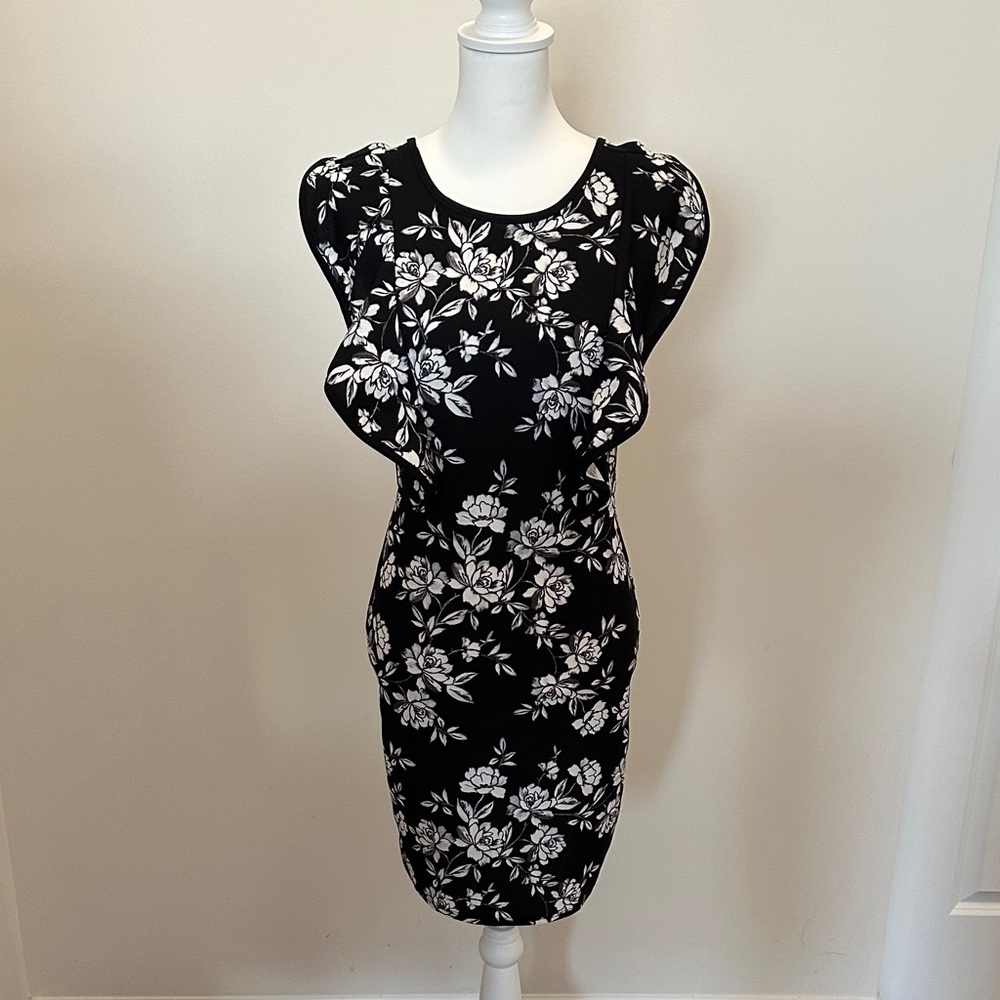Belinda Chic Black and White Floral Mini Dress
